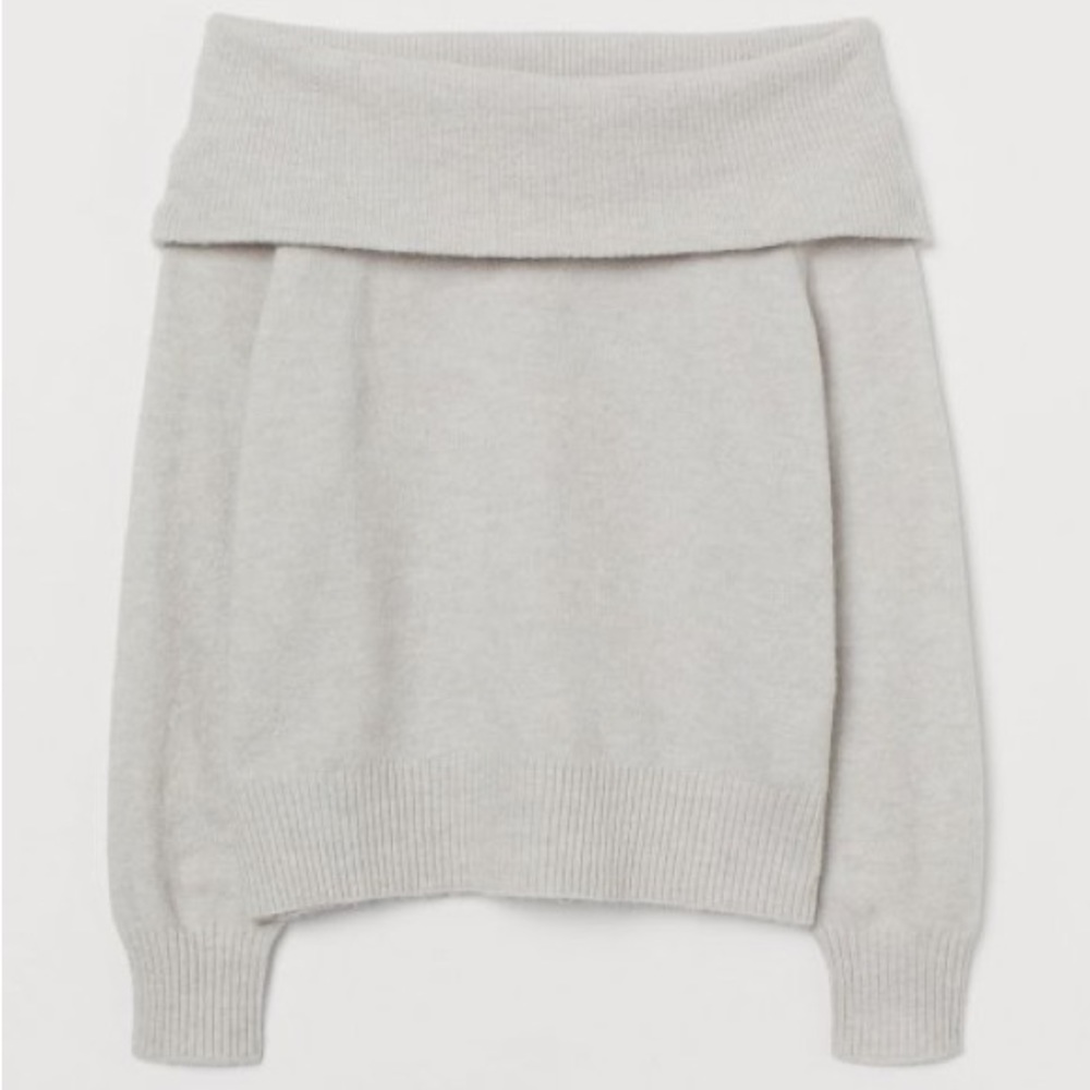 Off the shoulder Grey Melange Sweater